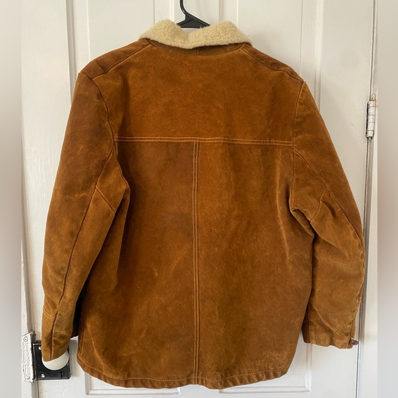 Vintage silton peak 8 suede leather Sherpa wool lined heavy jacket winter coat - Picture 2 of 8